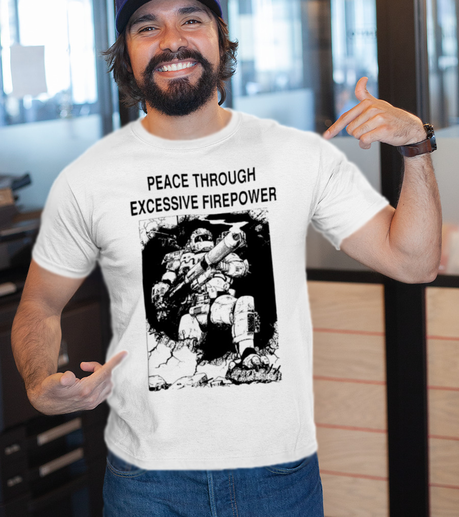 Peace Through Excessive Firepower Combat Tank And Missile Illustration T-Shirt