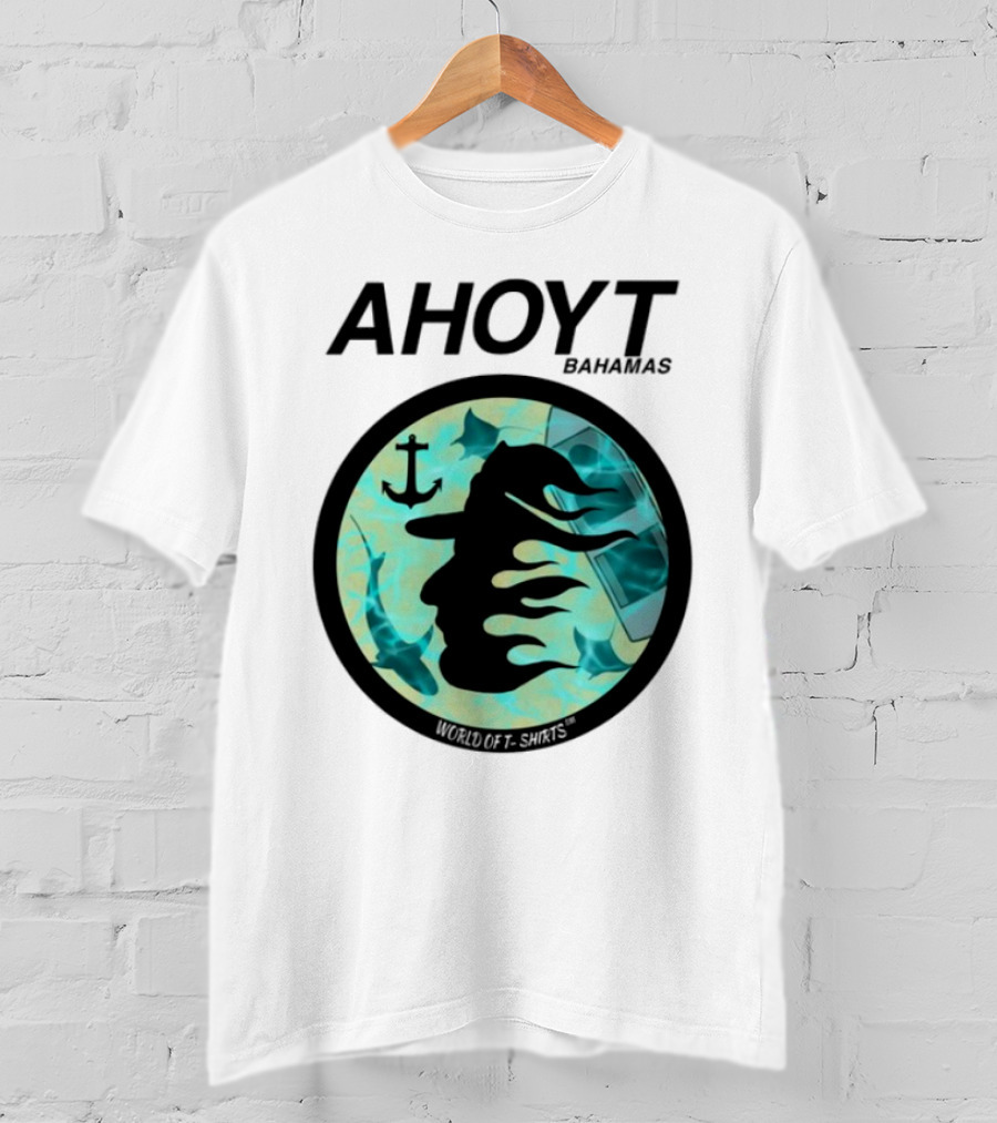 Worldof S Ahoyt Bahamas Anchor Sharks Circle Ocean Theme T-Shirt