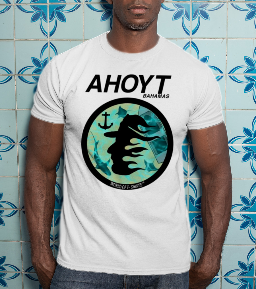 Worldof S Ahoyt Bahamas Anchor Sharks Circle Ocean Theme T-Shirt