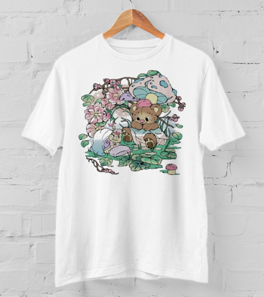 Hannah Michelle Forest Nap Bear And Mushroom Garden-Style Pals T-Shirt