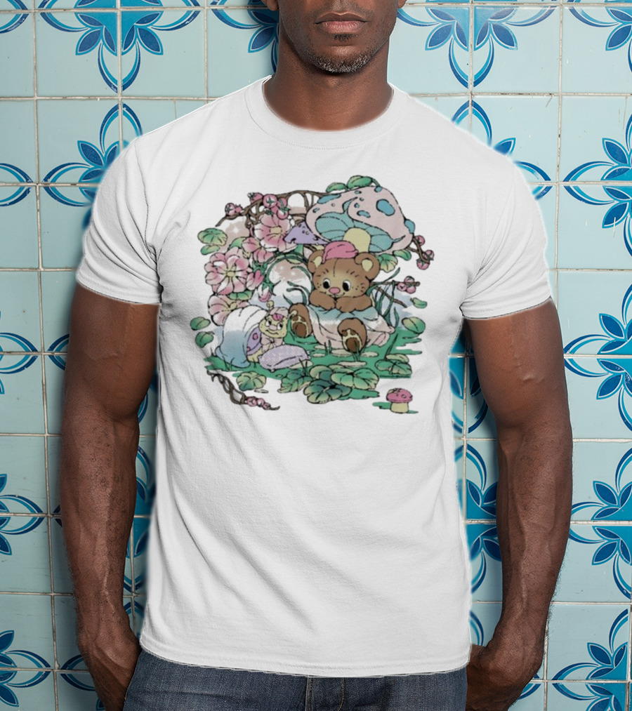 Hannah Michelle Forest Nap Bear And Mushroom Garden-Style Pals T-Shirt