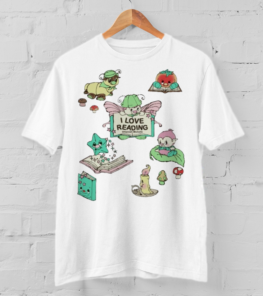 I Love Reading Hannah Michelle Cute Fantasy Characters And Books T-Shirt