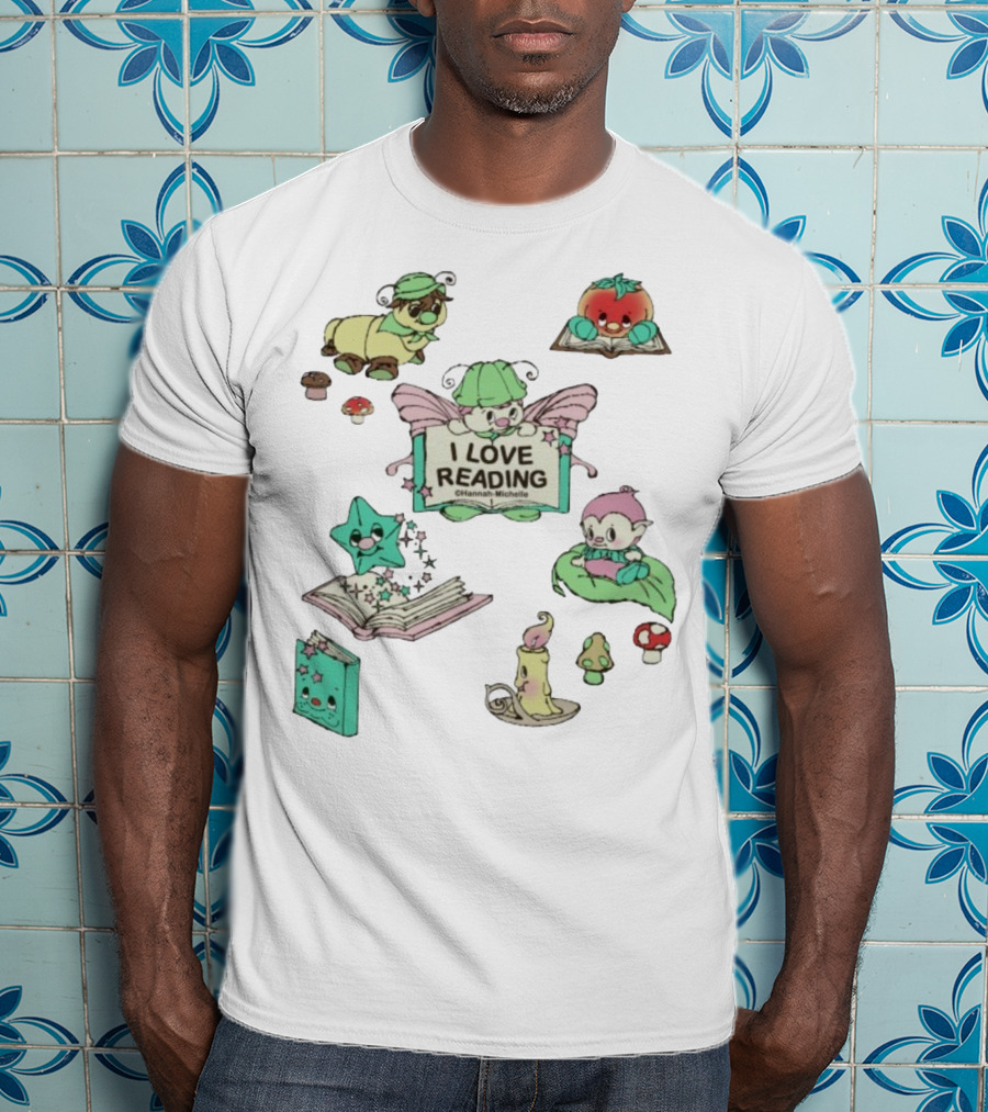 I Love Reading Hannah Michelle Cute Fantasy Characters And Books T-Shirt