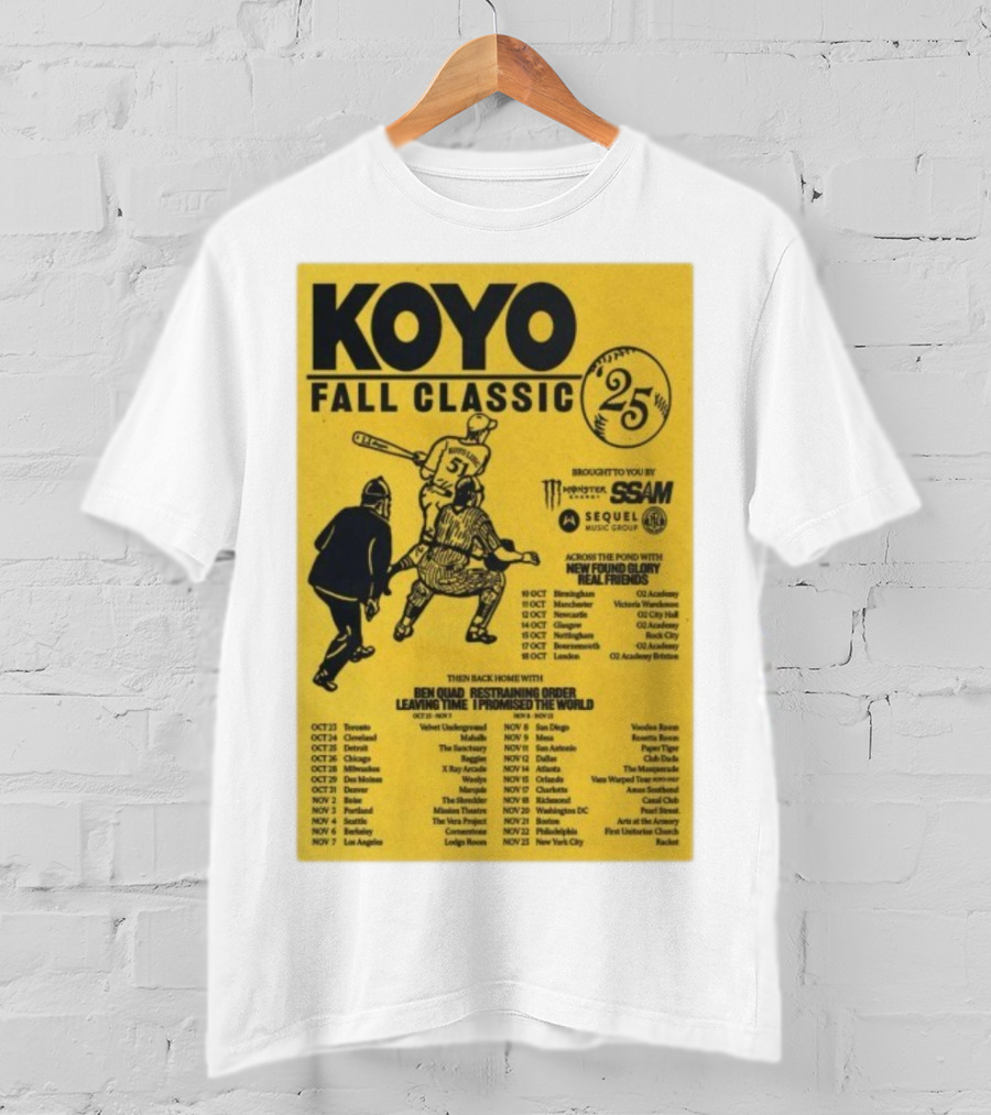 Koyo Fall Classic 2025 Tour Featuring New Found Glory Real Friends Ben Quad Restraining Order T-Shirt
