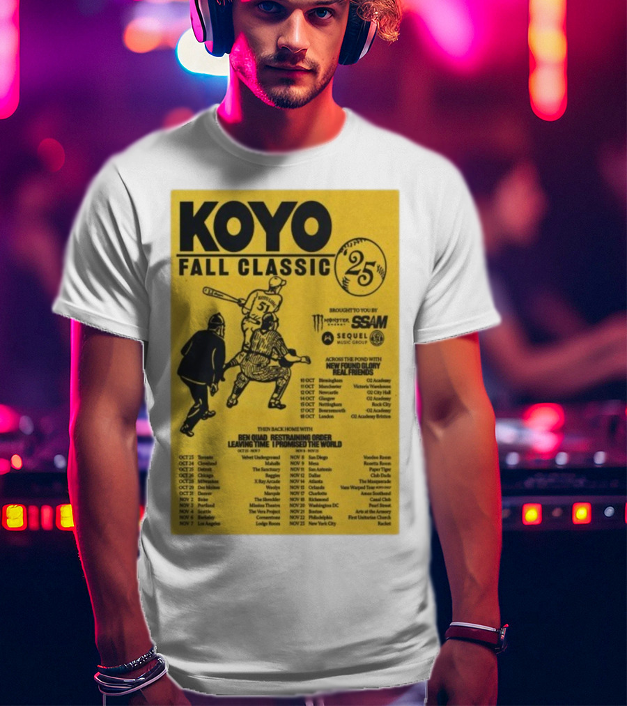 Koyo Fall Classic 2025 Tour Featuring New Found Glory Real Friends Ben Quad Restraining Order T-Shirt