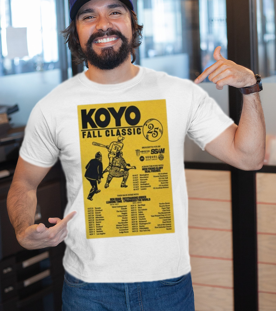 Koyo Fall Classic 2025 Tour Featuring New Found Glory Real Friends Ben Quad Restraining Order T-Shirt