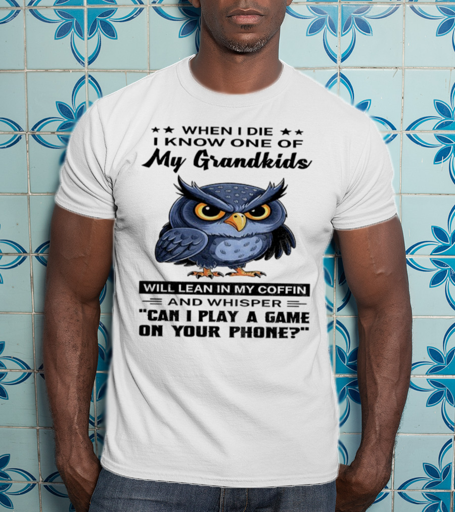 Owl When I Die Grandkids Whisper Can I Play A Game T-Shirt