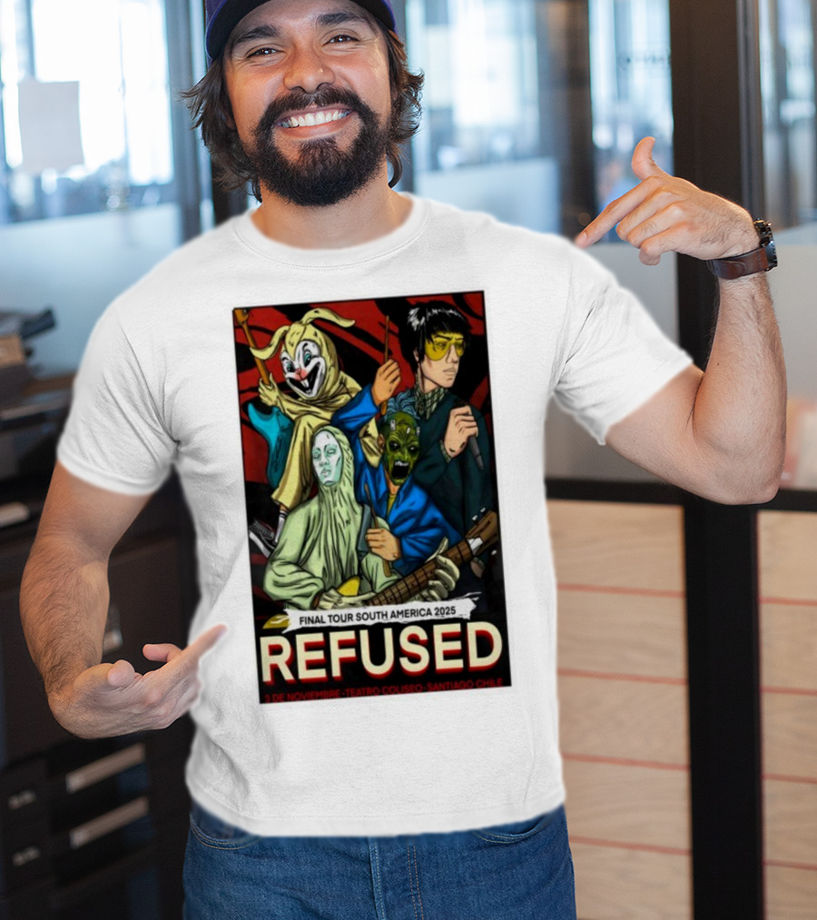 Refused Final Tour South America 2025 Teatro Coliseo Santiago Chile 3 De Noviembre Masked Band Illustration T-Shirt