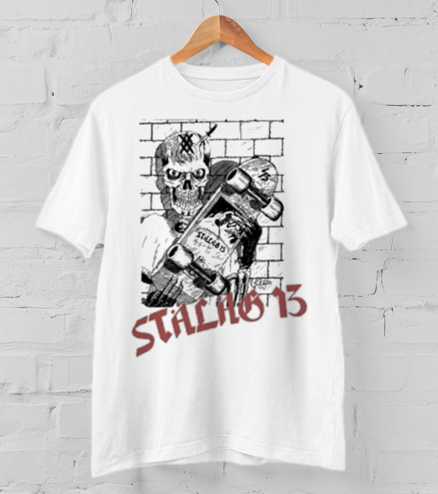 Stalag 13 Skull Skateboard Brick Wall T-Shirt