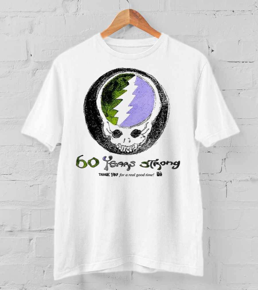 60 Years Strong Thank You For A Real Good Time Skull Halloween Sketch T-Shirt