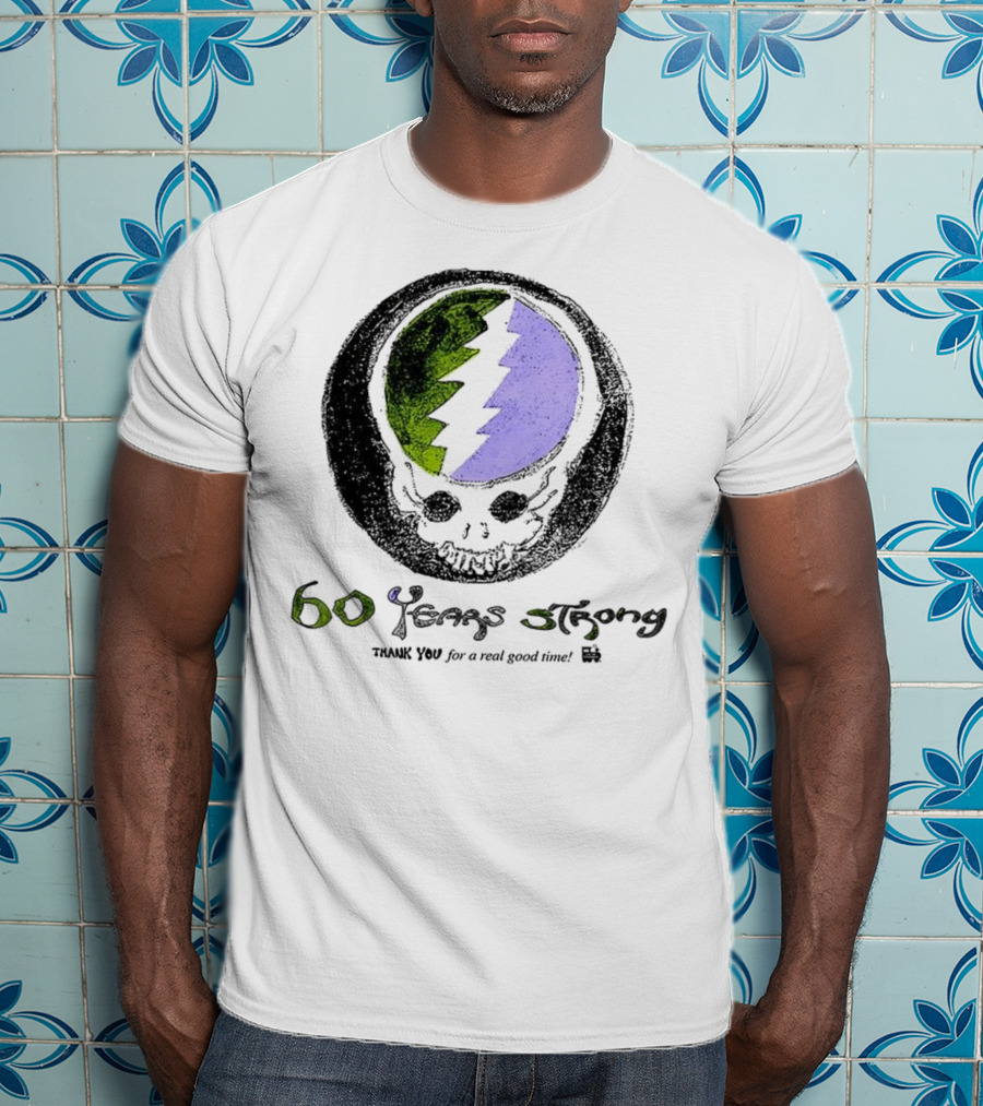 60 Years Strong Thank You For A Real Good Time Skull Halloween Sketch T-Shirt