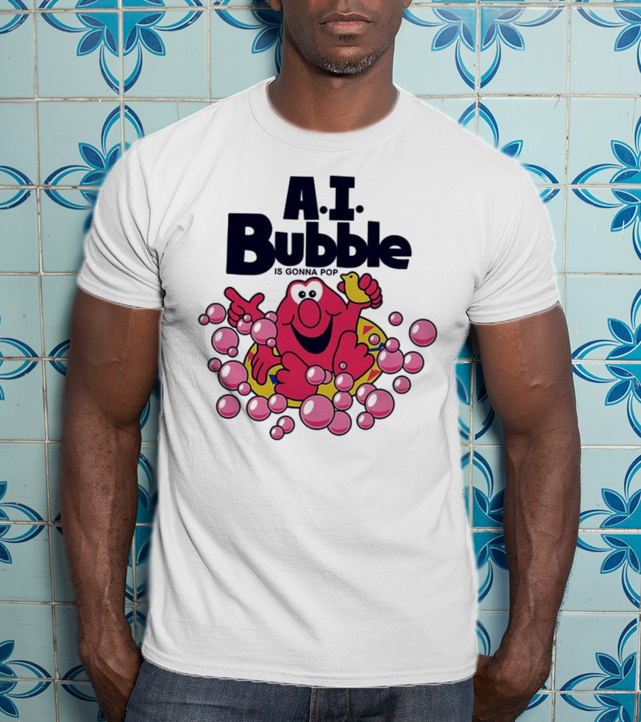 A.I. Bubble Is Gonna Pop Funny Red Character With Pink Bubbles T-Shirt