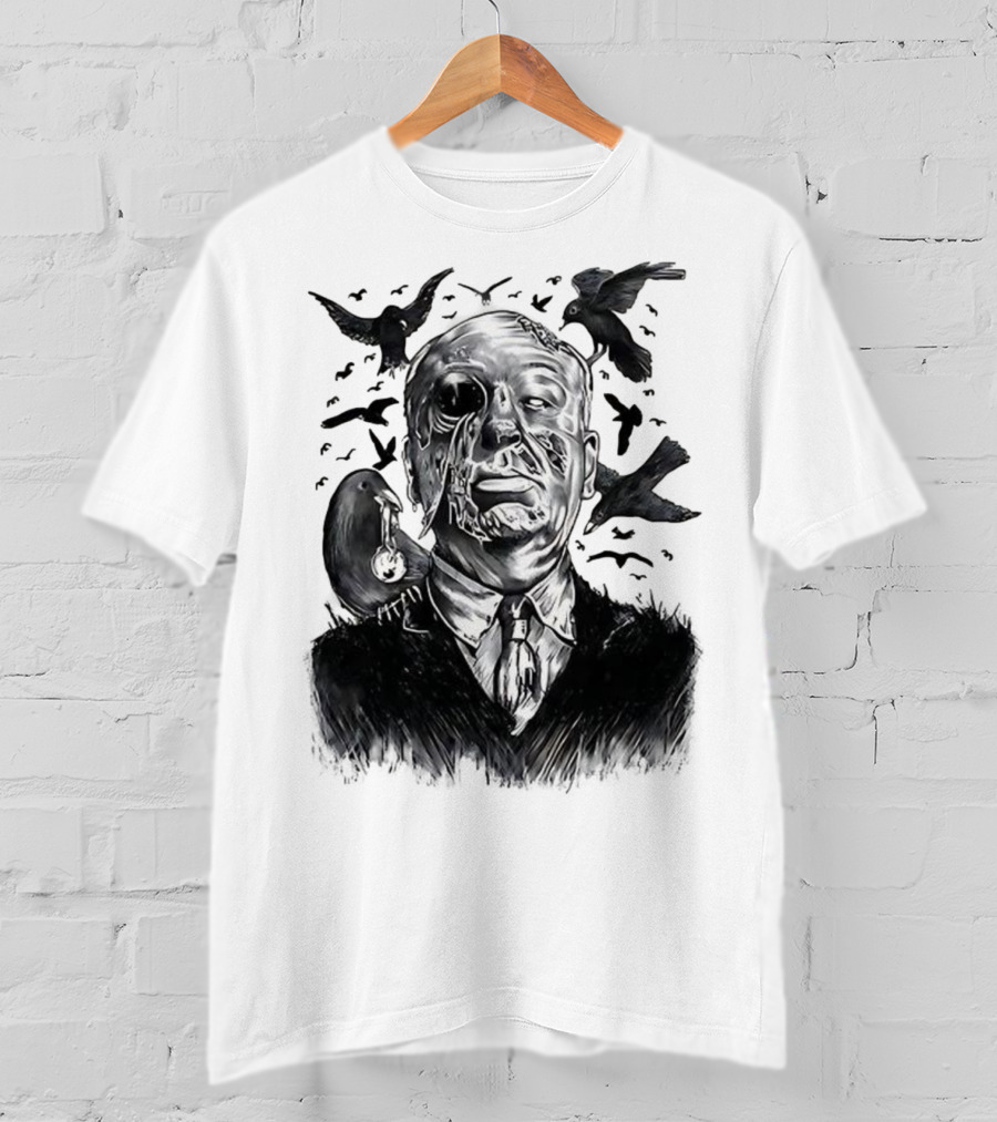 Alfred Hitchcock Birds Attack Horror Halloween Spooky Design T-Shirt