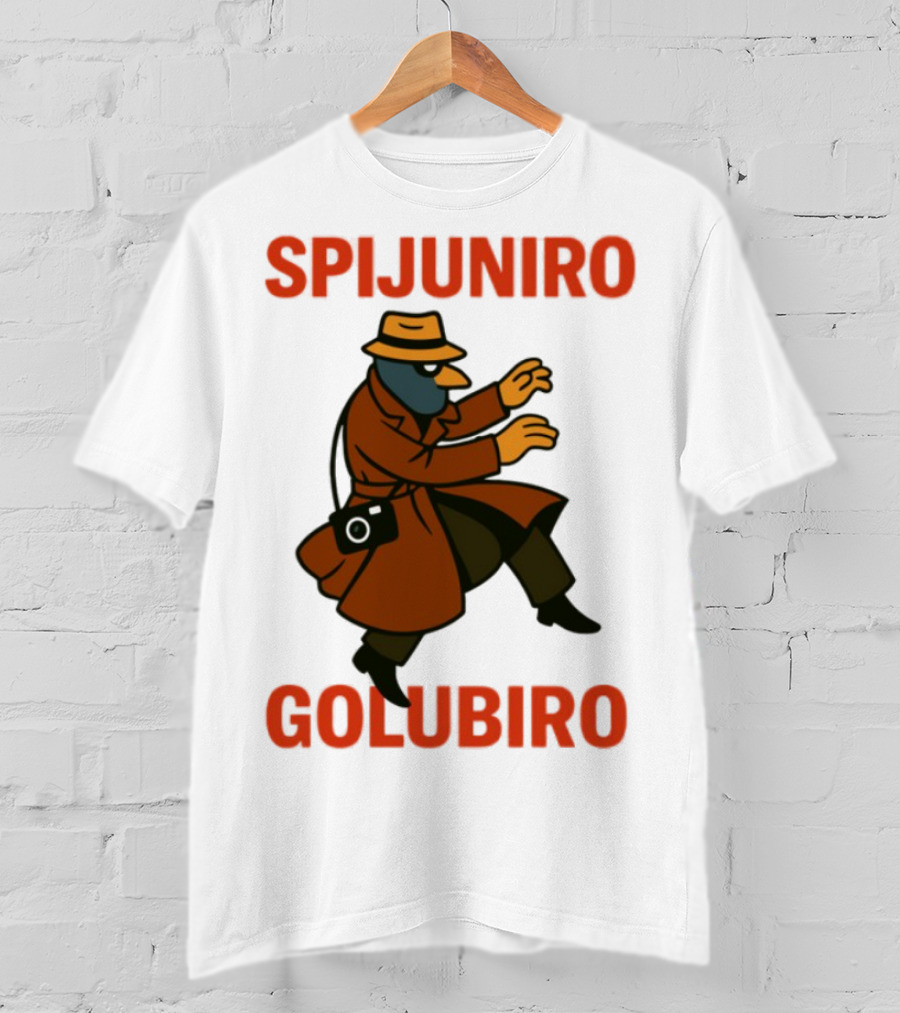 Spijuniro Golubiro Spy Pigeon In Trench Coat And Hat Retro Style T-Shirt