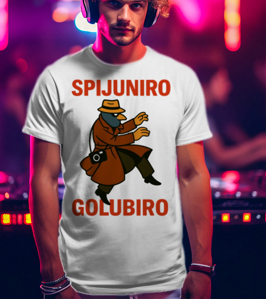 Spijuniro Golubiro Spy Pigeon In Trench Coat And Hat Retro Style T-Shirt