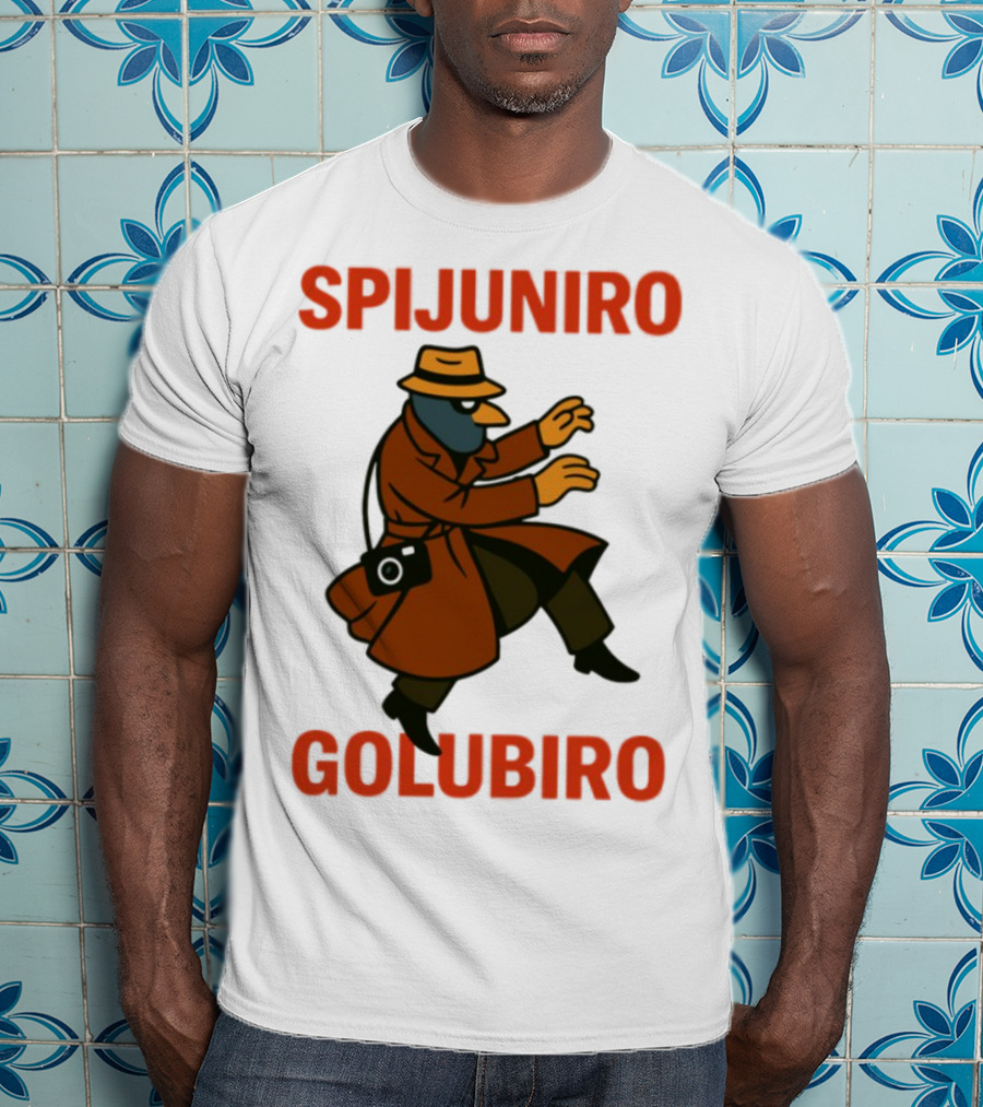 Spijuniro Golubiro Spy Pigeon In Trench Coat And Hat Retro Style T-Shirt