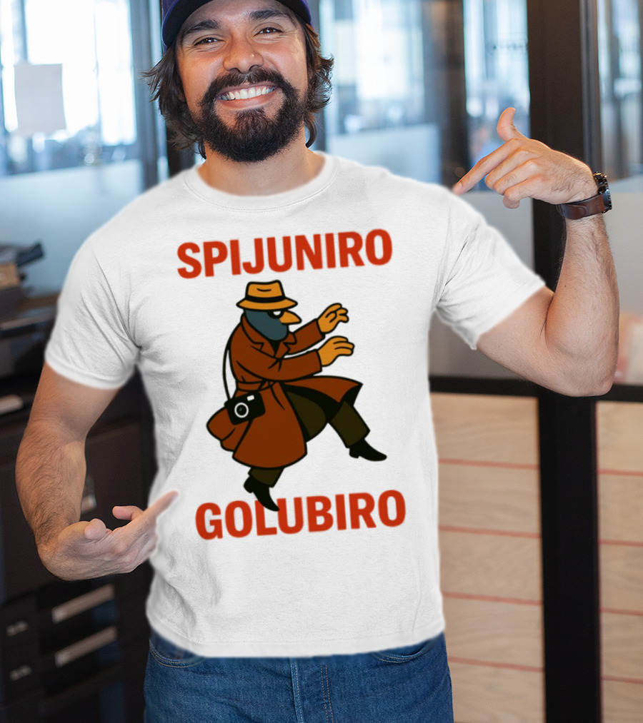 Spijuniro Golubiro Spy Pigeon In Trench Coat And Hat Retro Style T-Shirt