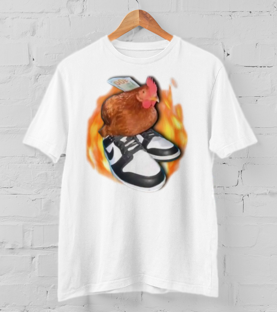 Cringeytees Swag Chicken Money Sneakers Flame Comedic Fashion T-Shirt