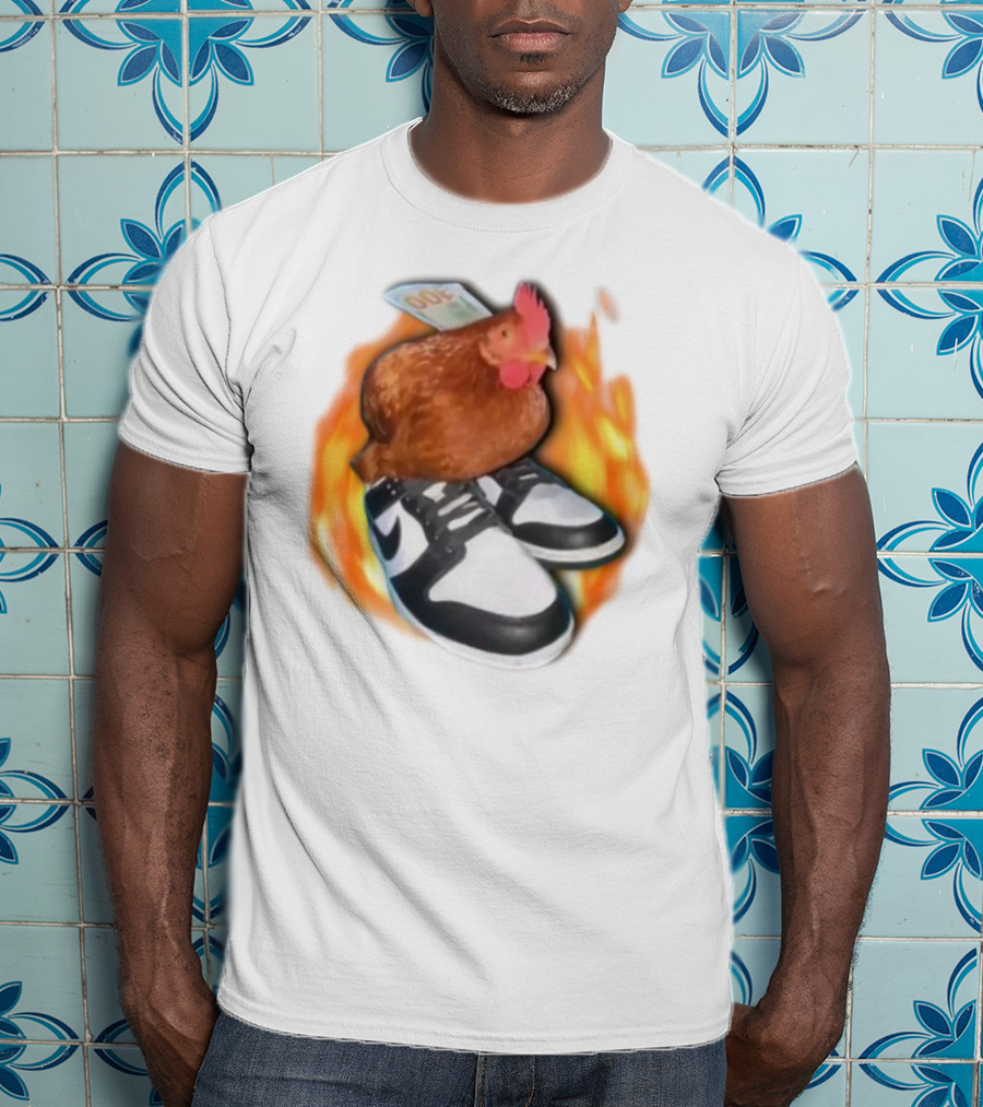 Cringeytees Swag Chicken Money Sneakers Flame Comedic Fashion T-Shirt