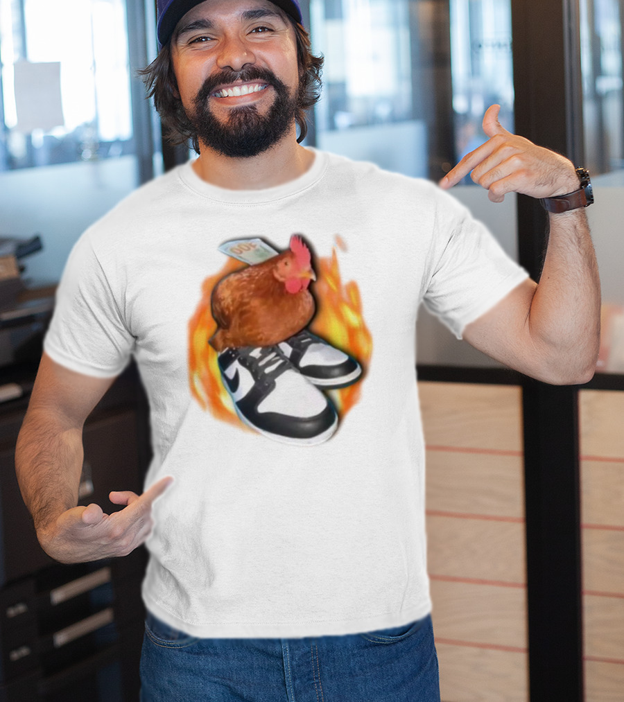 Cringeytees Swag Chicken Money Sneakers Flame Comedic Fashion T-Shirt