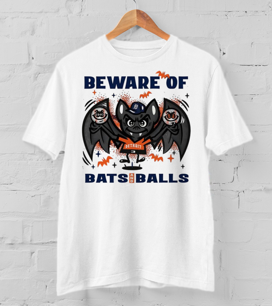 Beware Of Bats And Balls Detroit Halloween Baseball Theme T-Shirt