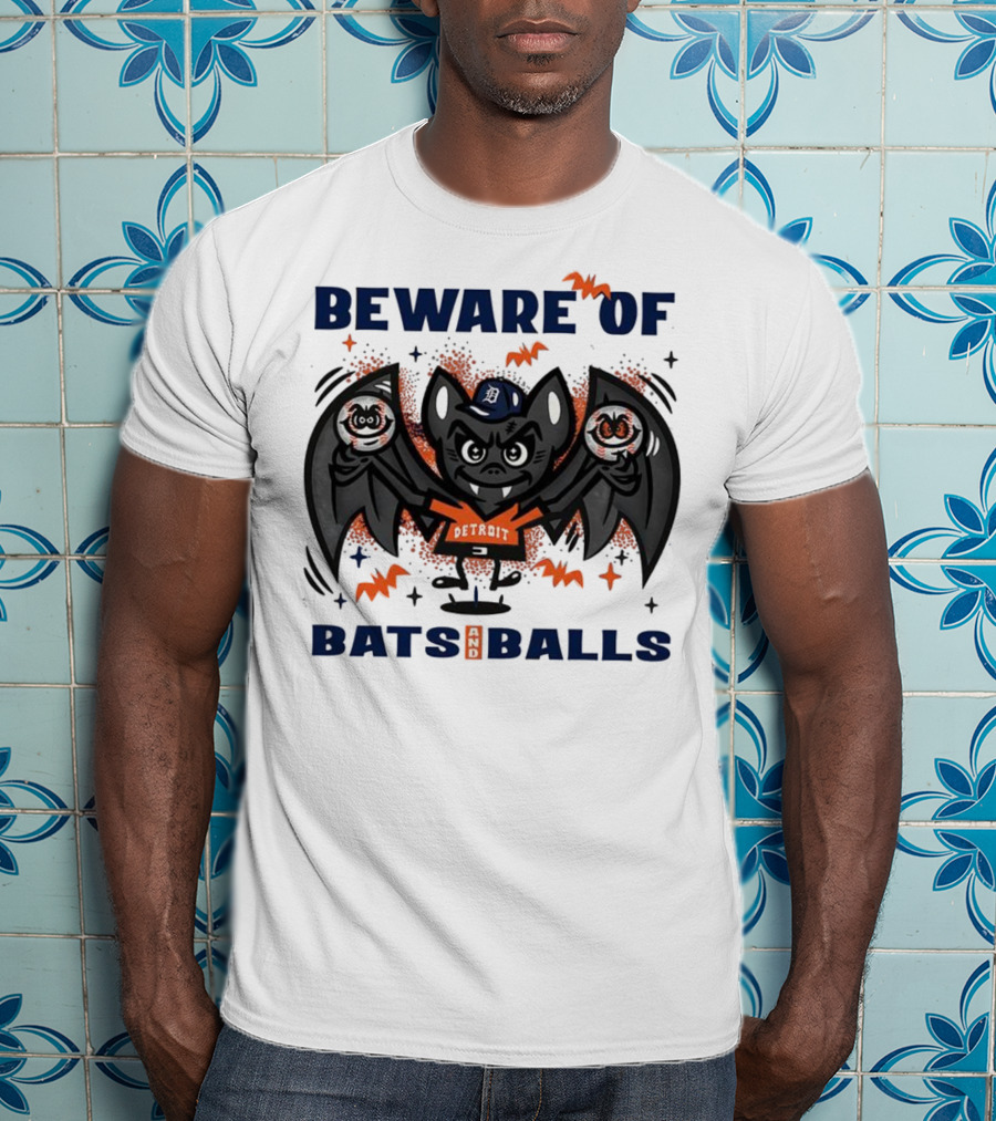Beware Of Bats And Balls Detroit Halloween Baseball Theme T-Shirt
