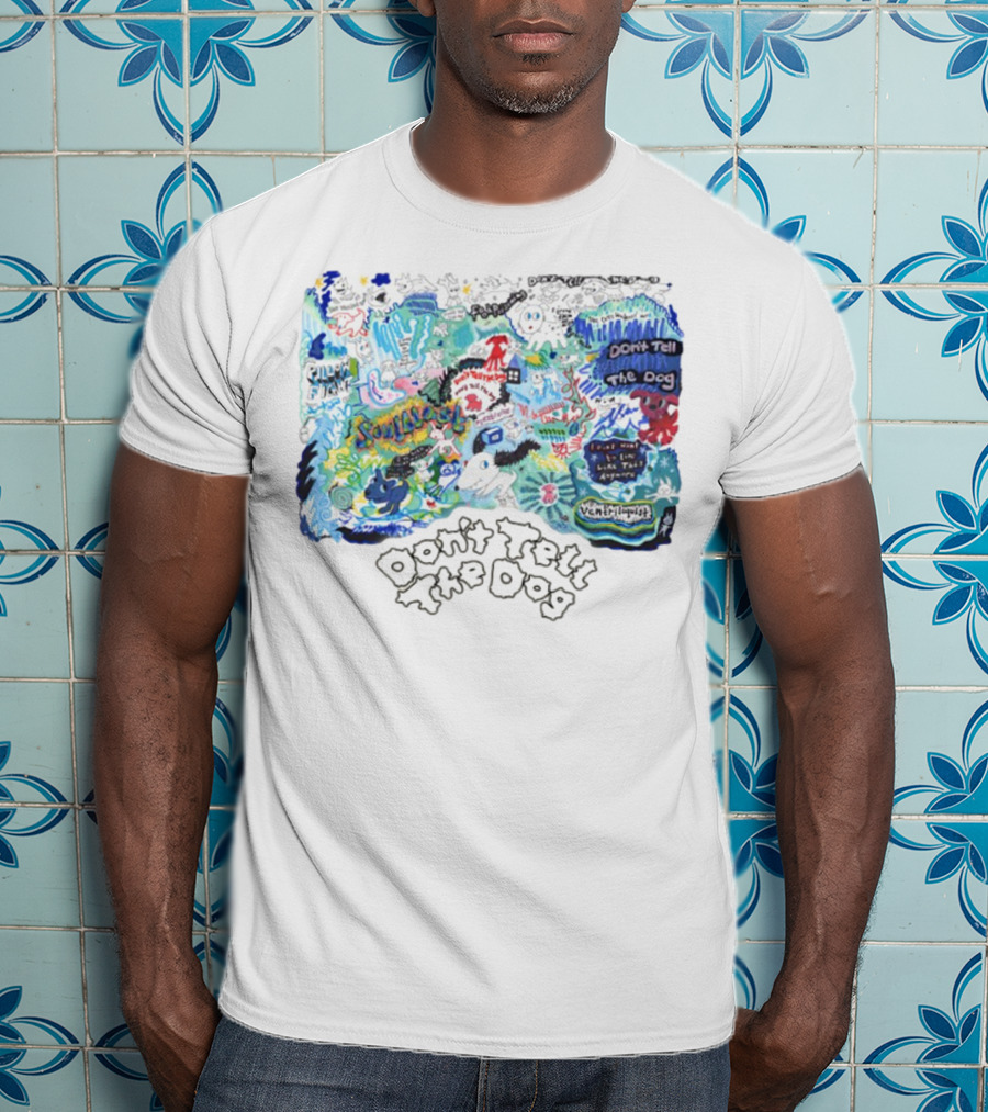 Don't Tell The Dog Sunflower Ventura Highway Whimsical Collage T-Shirt
