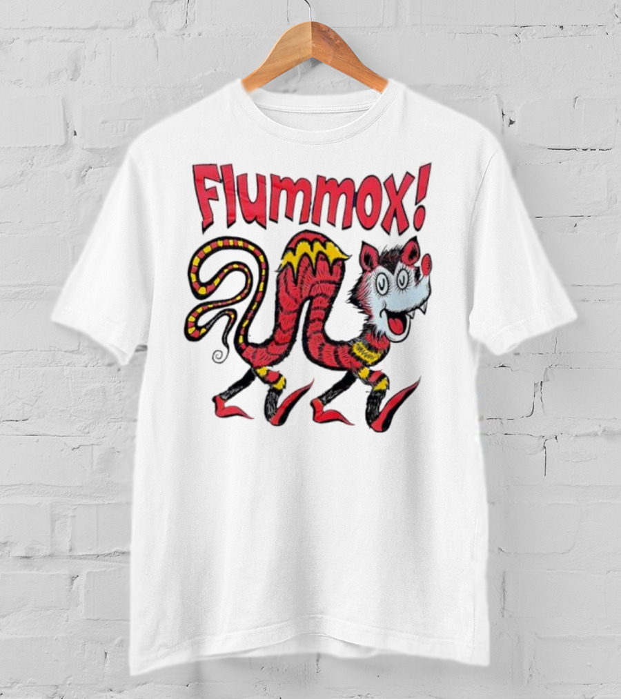 Flummox Seussian Opossum Pal Red Yellow Striped Creature T-Shirt
