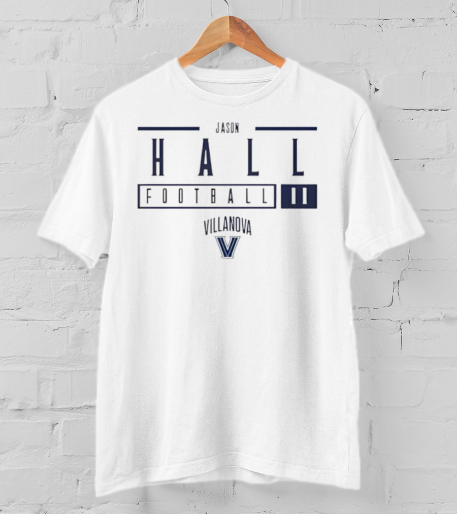 Jason Hall Number 11 Football Villanova University V Logo T-Shirt