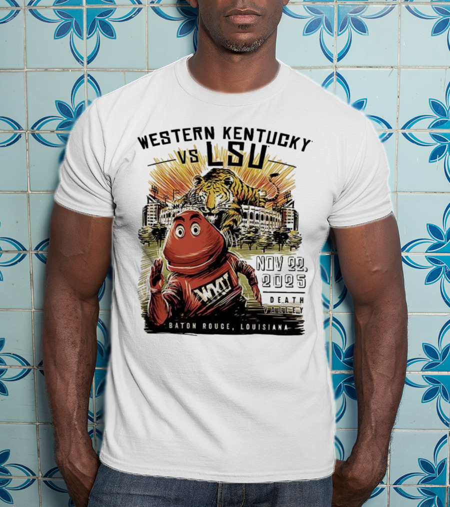 Western Kentucky Vs LSU November 2025 Tiger Mascot Baton Rouge Louisiana Stadium T-Shirt