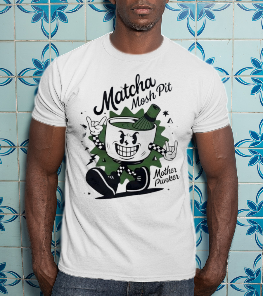 Matcha Mosh Pit Mother Punker Cartoon Cup With Whisk T-Shirt