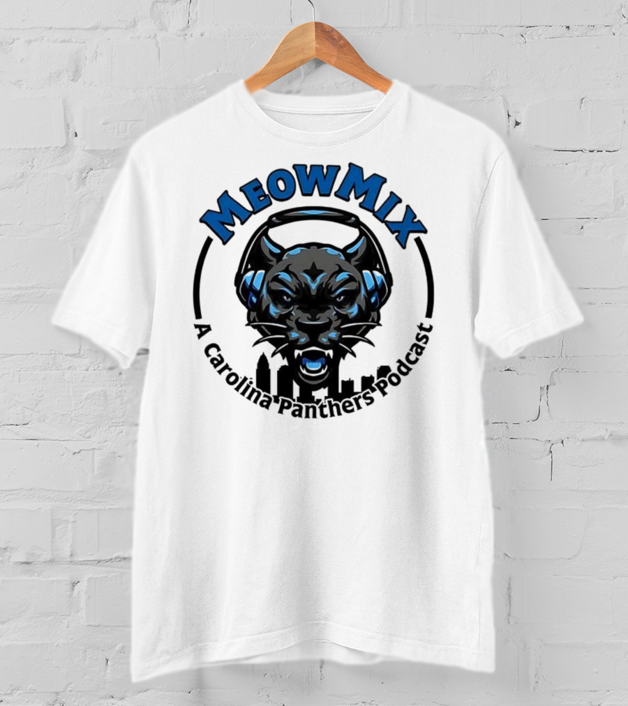 Meow MIX Carolina Panthers Podcast Panther Headphone Art T-Shirt