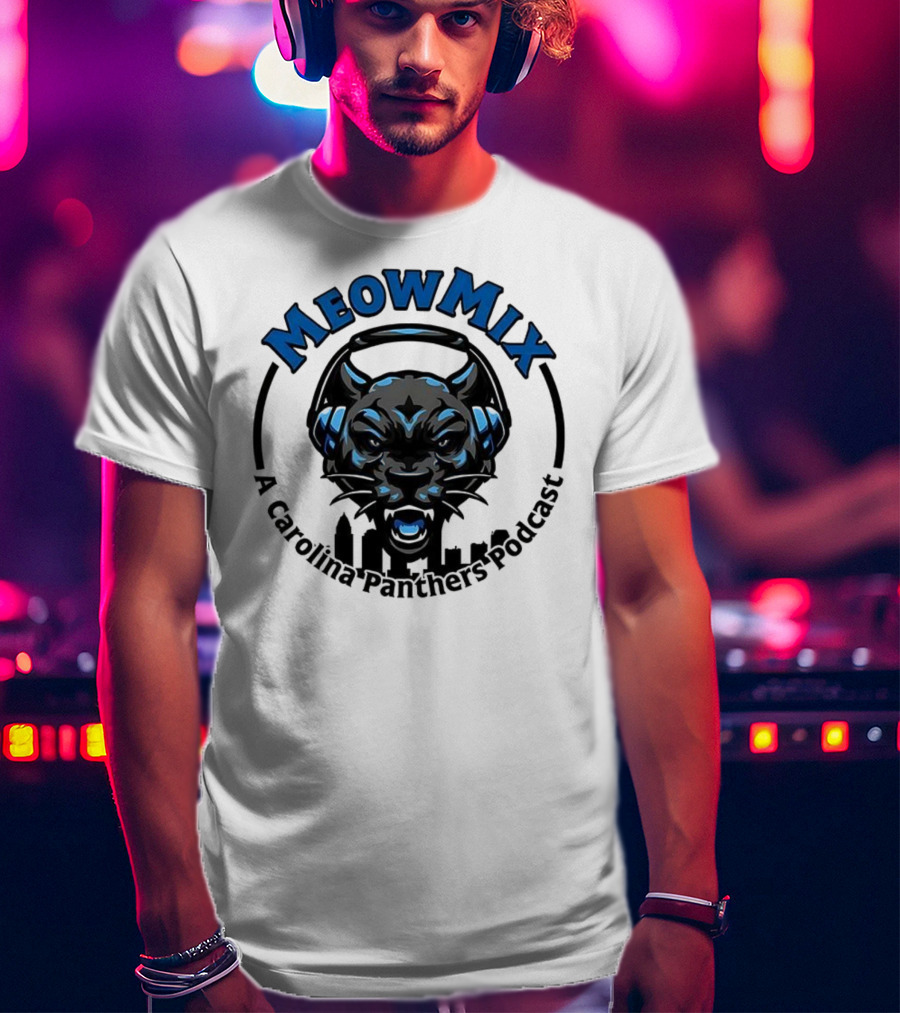 Meow MIX Carolina Panthers Podcast Panther Headphone Art T-Shirt