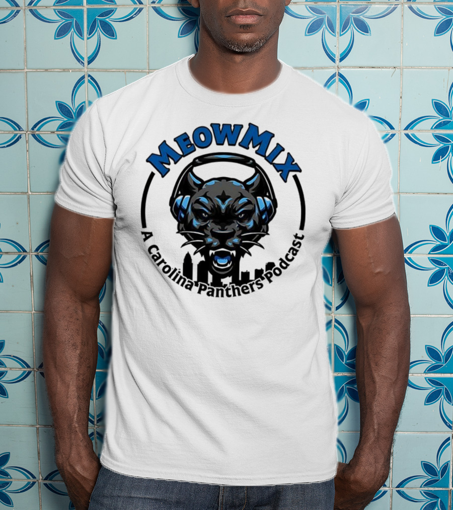 Meow MIX Carolina Panthers Podcast Panther Headphone Art T-Shirt
