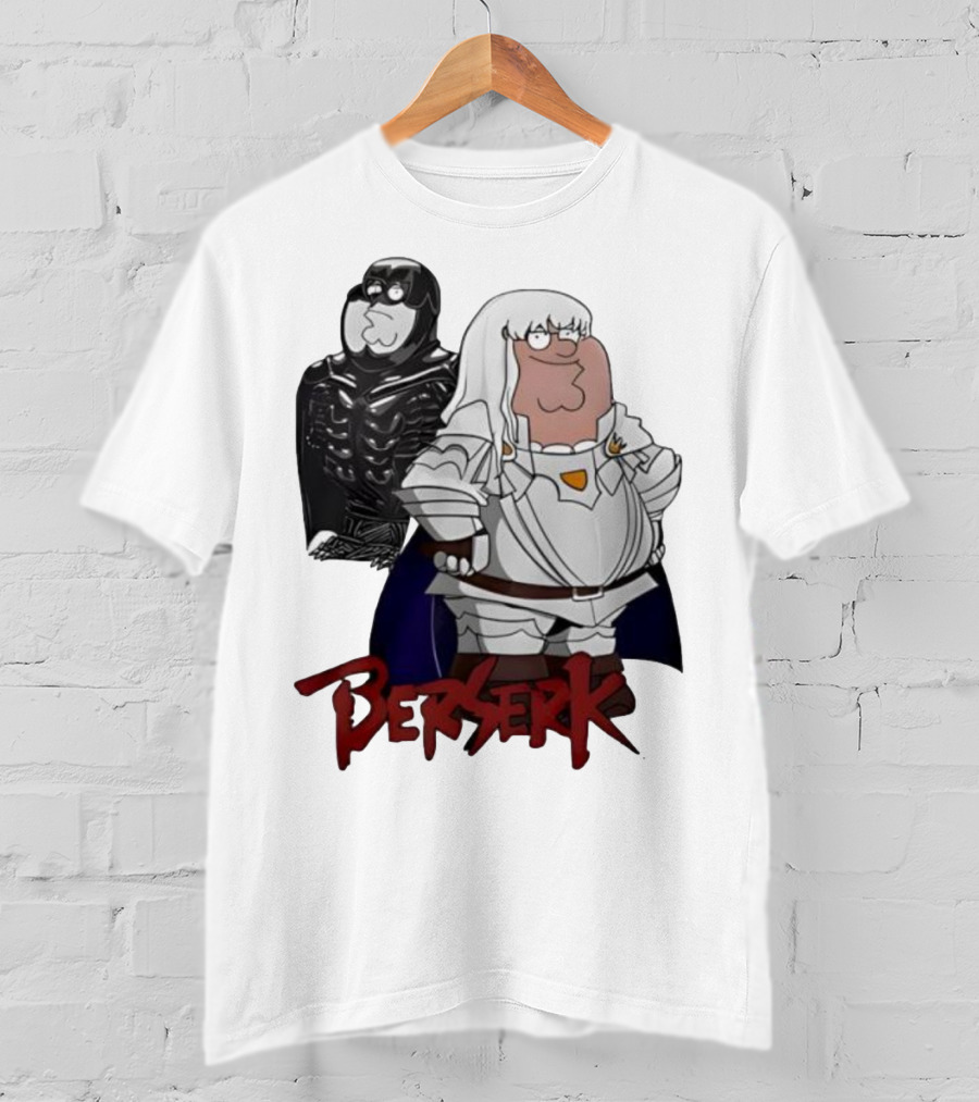 Peter Griffin Family Guy Berserk Crossover Meme Griffith Armor Guts Cosplay T-Shirt