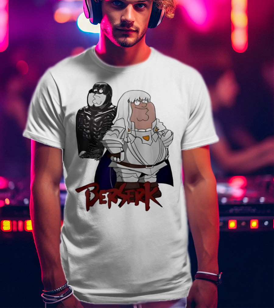 Peter Griffin Family Guy Berserk Crossover Meme Griffith Armor Guts Cosplay T-Shirt