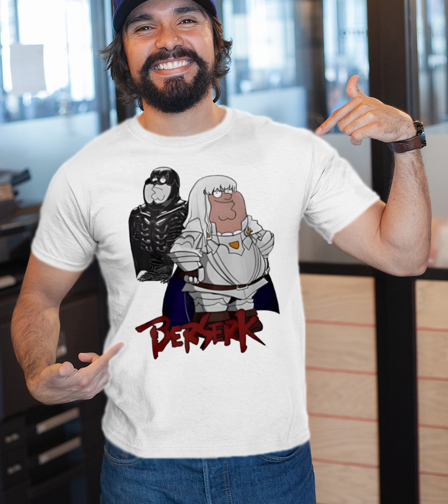 Peter Griffin Family Guy Berserk Crossover Meme Griffith Armor Guts Cosplay T-Shirt