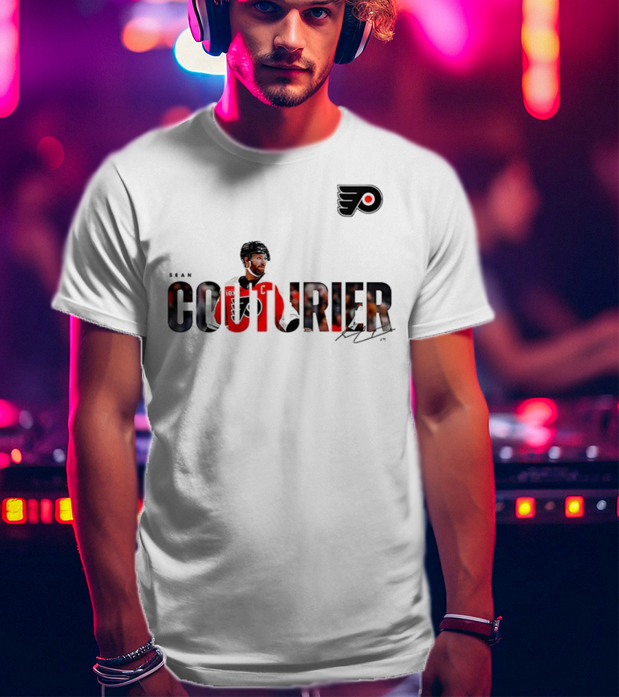 Sean Couturier Philadelphia Flyers Signature NHL C Captain T-Shirt