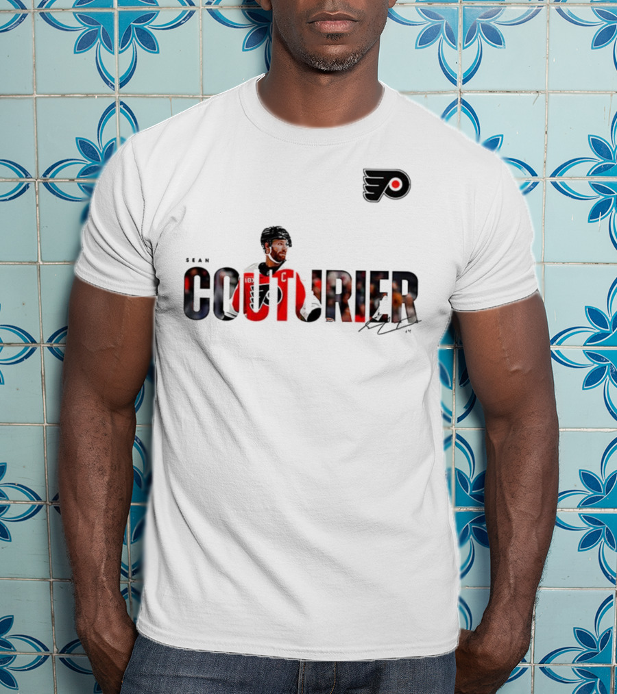 Sean Couturier Philadelphia Flyers Signature NHL C Captain T-Shirt