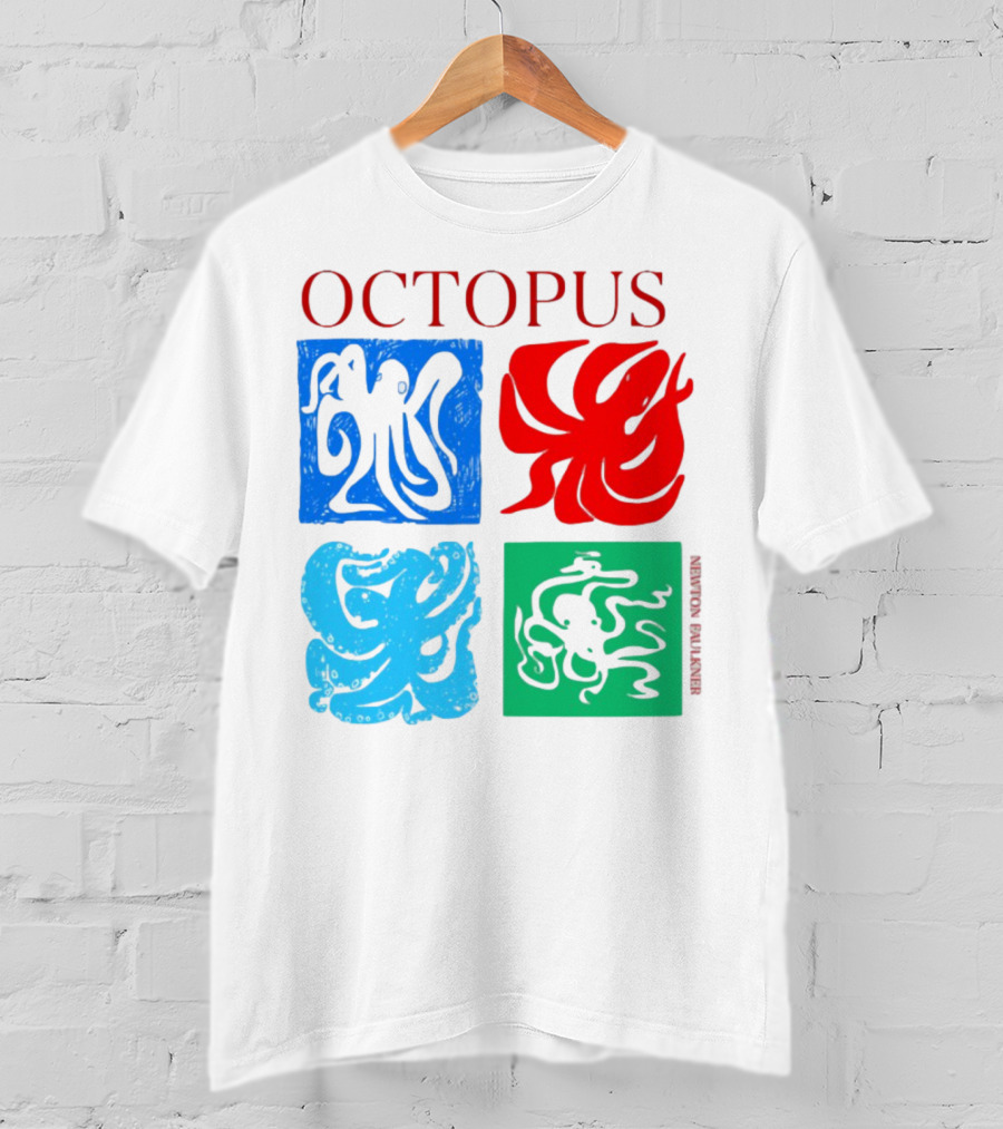 NewtonFaulkner Octopus Colorful Pop Art Quartet T-Shirt