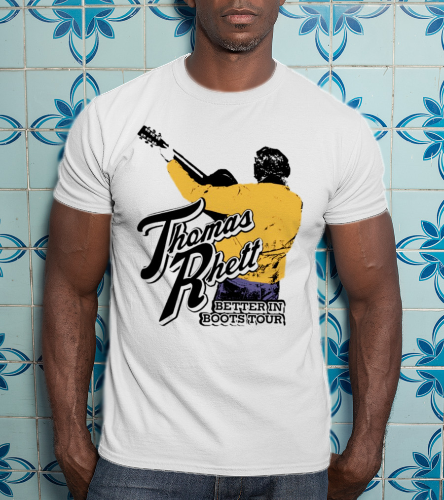 Thomas Rhett Better In Boots Retro Handgun Cowboy Boot Style T-Shirt