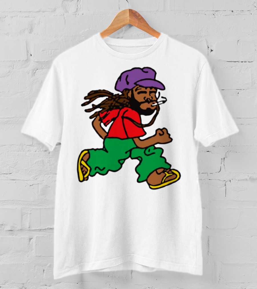 Amine Running Man Rastafarian Style Casual Character T-Shirt