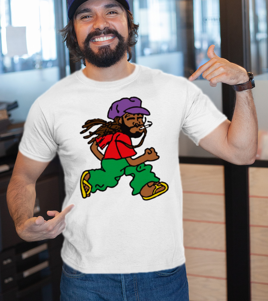 Amine Running Man Rastafarian Style Casual Character T-Shirt