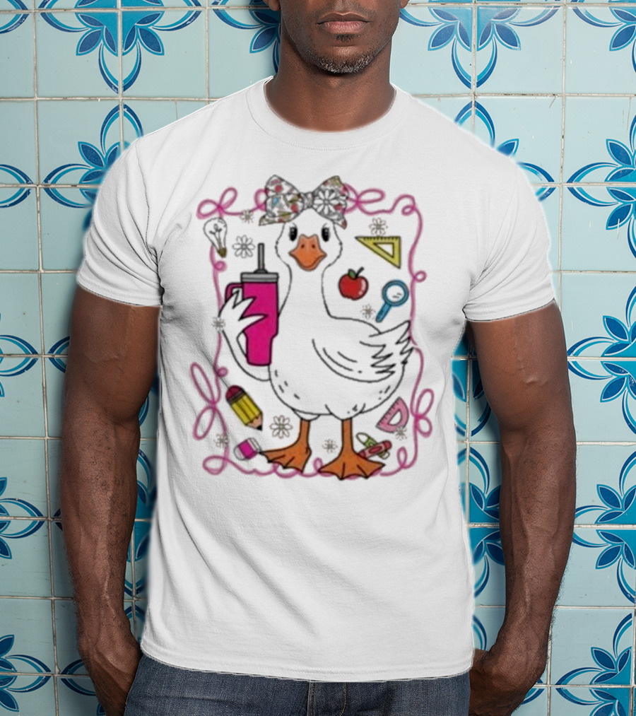 Brooke And Bear Back To School Goose Pencil Apple Ruler T-Shirt