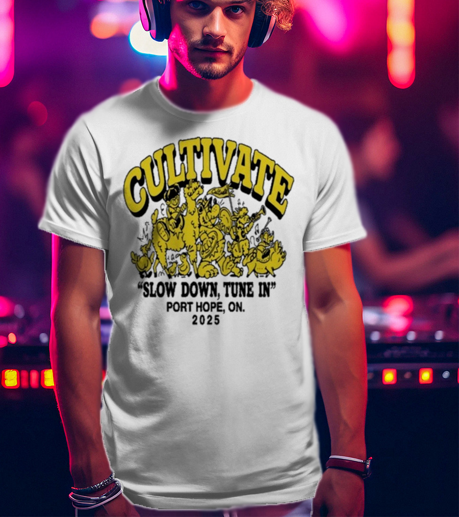 Cultivate Slow Down Tune In Port Hope On 2025 Festival Animals Retro Style T-Shirt