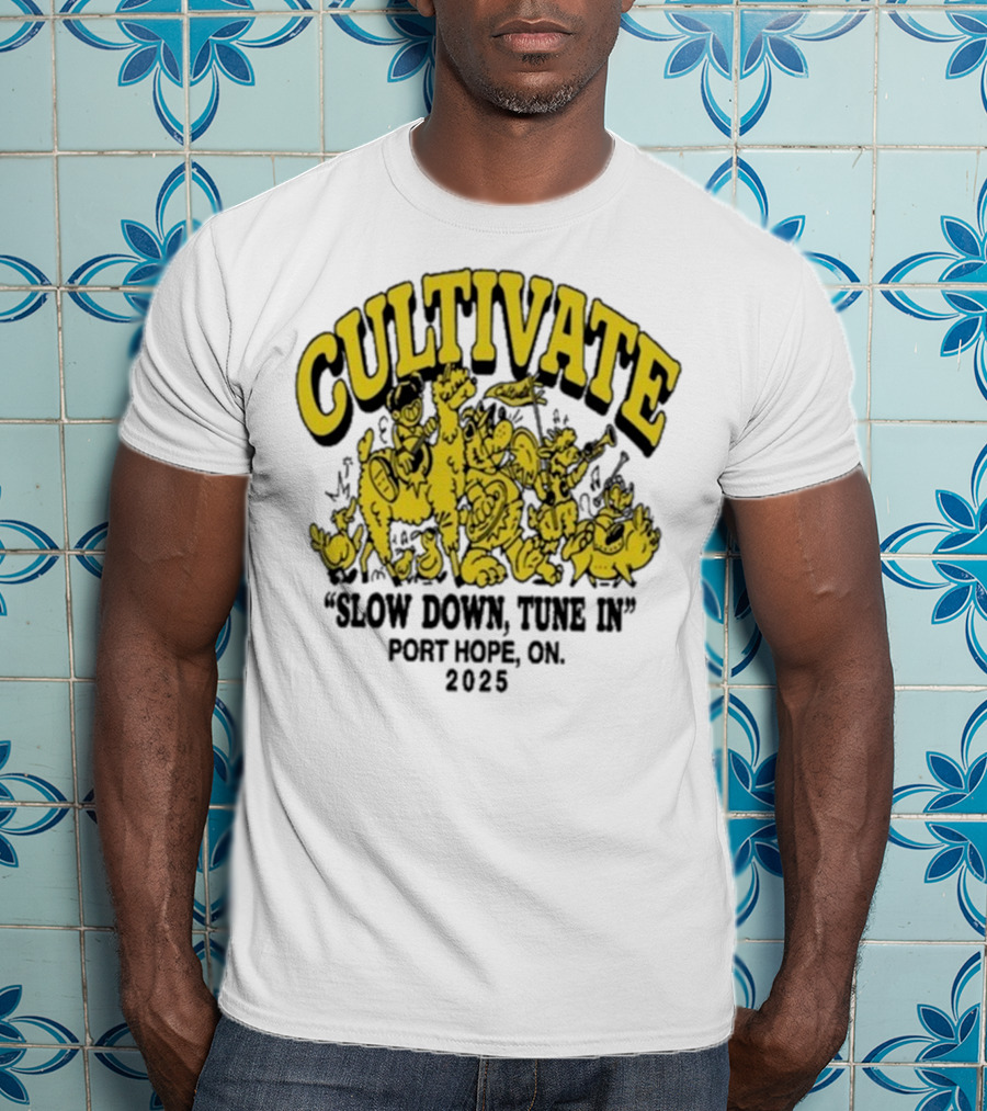 Cultivate Slow Down Tune In Port Hope On 2025 Festival Animals Retro Style T-Shirt