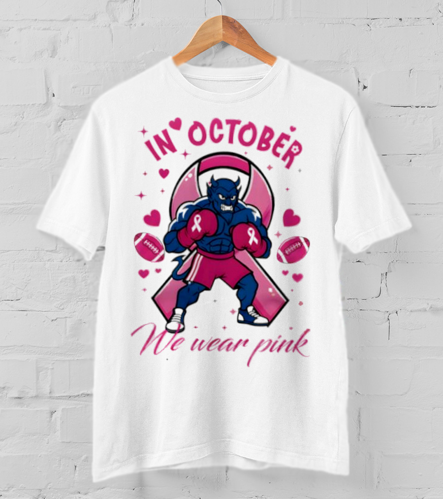 Duke Blue Devils Tackle Cancer Boxing Pink Awareness In October We Wear Pink T-Shirt