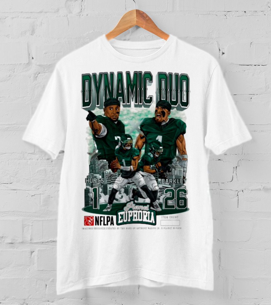 Jalen Hurts Saquon Barkley Dynamic Duo Philadelphia Eagles Planet Euphoria Neora 1 26 T-Shirt