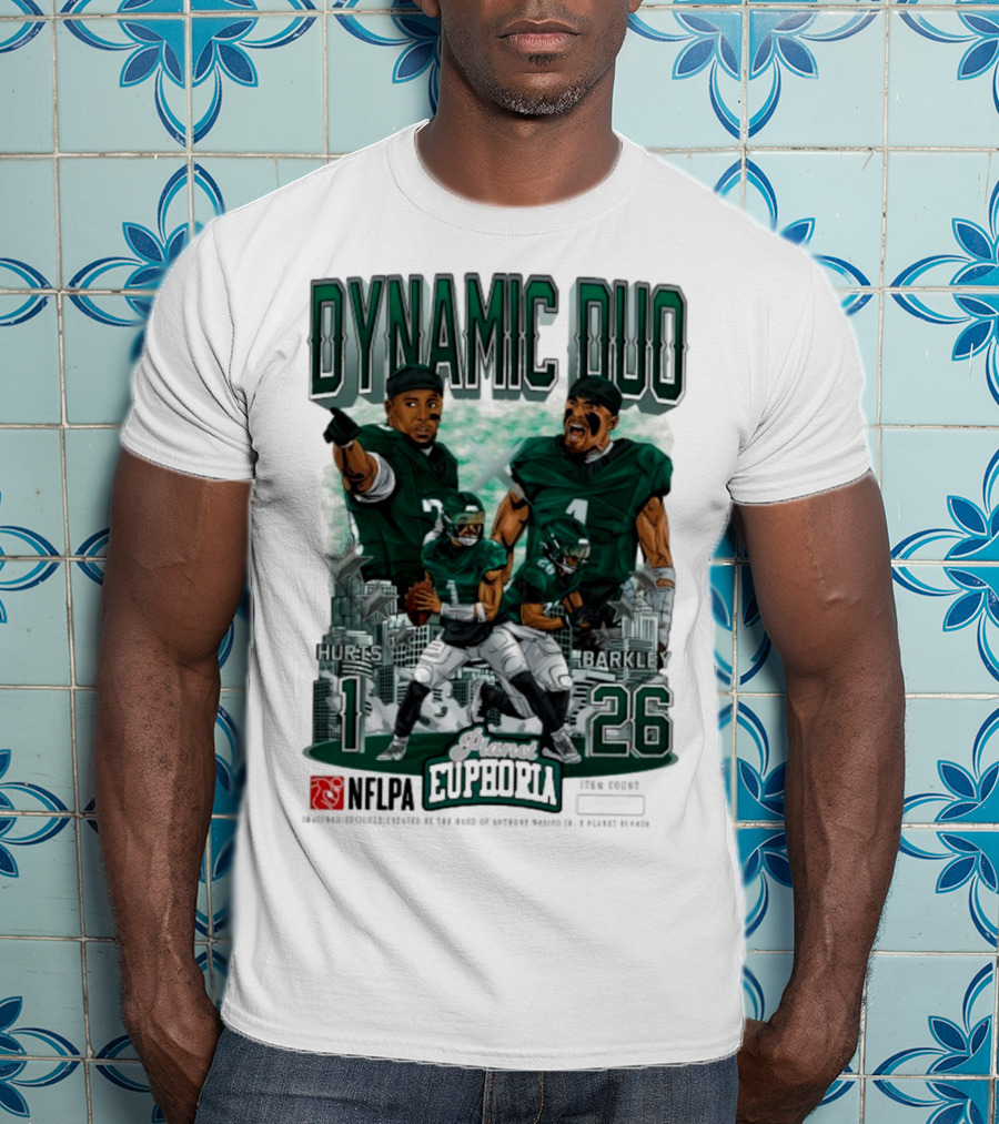 Jalen Hurts Saquon Barkley Dynamic Duo Philadelphia Eagles Planet Euphoria Neora 1 26 T-Shirt