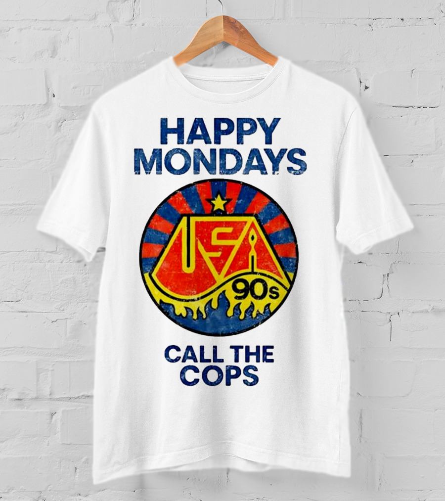Happy Mondays USA 90s Call The Cops Starburst Retro T-Shirt